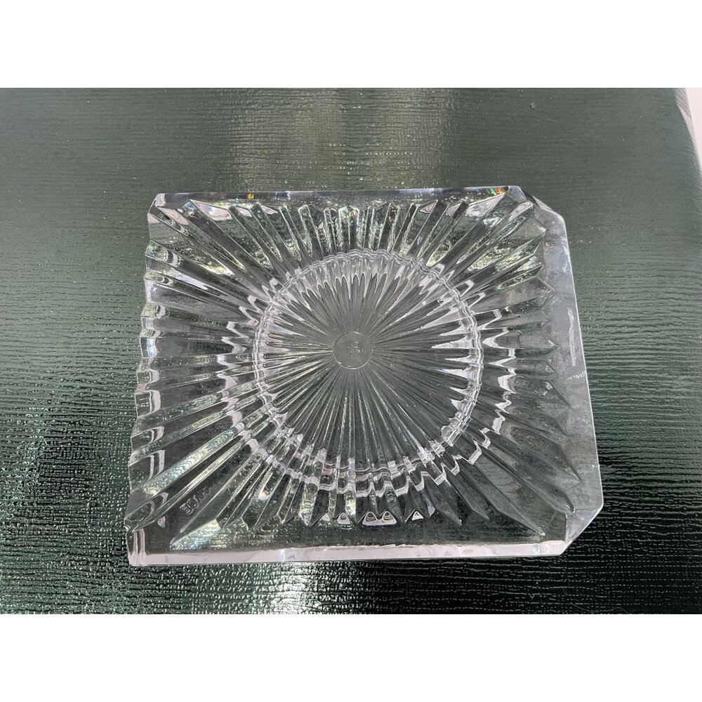 Vintage Pressed Glass Trinket Dish Square Clear Ring Jewelry Catchall Tray